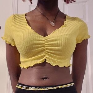 Medium Sized Bright Yellow Crop Top